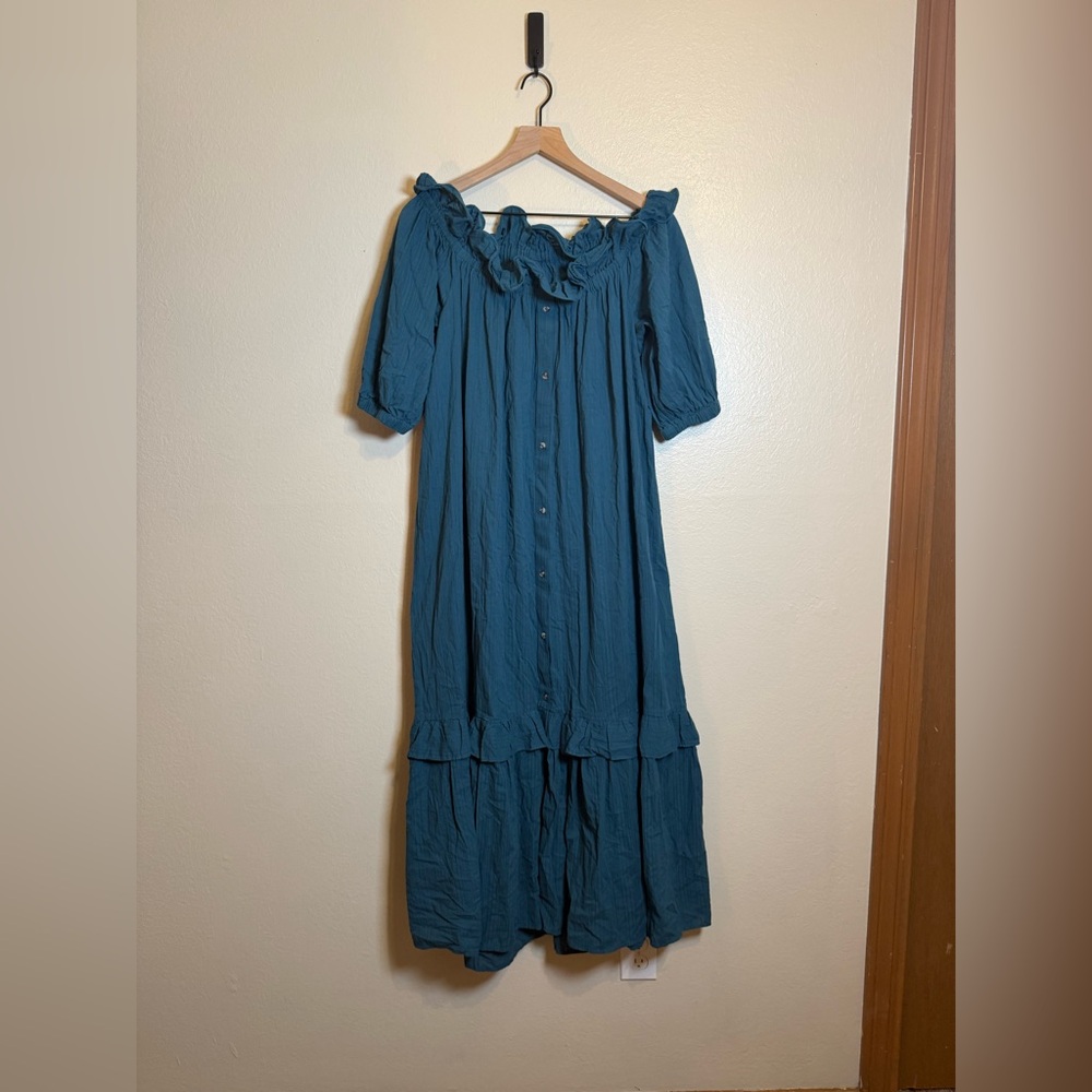 Anthropologie Ruffle Off-The-Shoulder Gauze‎ Dress - Picture 2 of 7